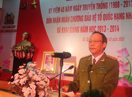 Thượng tướng Lê Quý Vương, Thứ trưởng Bộ Công an phát biểu tại lễ mít tinh